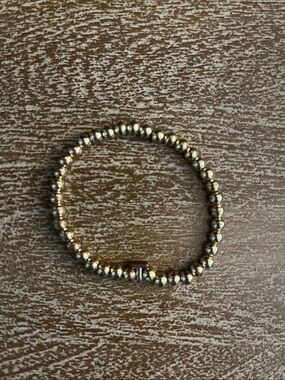 Gold Beaded Stretch Bracelet “T”- Women Jewelry